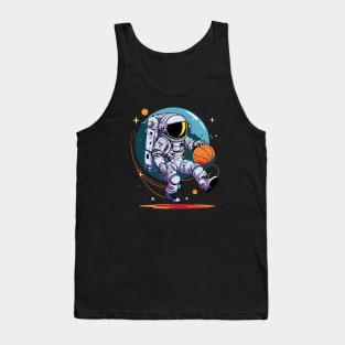 Space Traveller on Distant Planet with Basketball Tank Top